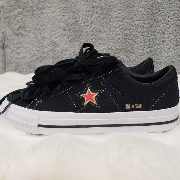 Converse One Star Pro Cons A09817C Black Suede Red Gold NEW Skater Men's Size 7 - Picture 1 of 7